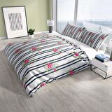 Cattleya Ribbon 3D Temalı Pamuk Saten Çift Kişilik Nevresim Takımı