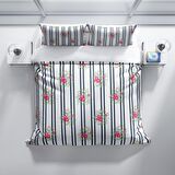 Cattleya Ribbon 3D Temalı Pamuk Saten Çift Kişilik Nevresim Takımı