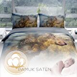 Cattleya Wolfie 3D Temalı Pamuk Saten Çift Kişilik Nevresim Takımı