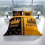 Cattleya King-Queen 3D Temalı Pamuk Saten Çift Kişilik Nevresim Takımı