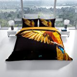 Cattleya Parrot 3D Temalı Pamuk Saten Çift Kişilik Nevresim Takımı