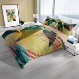 Cattleya Relaxing 3D Temalı Pamuk Saten Çift Kişilik Nevresim Takımı