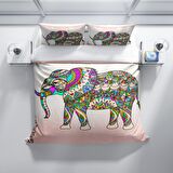 Monohome Perlasera Elephant 3D Temalı Pamuk Saten Çift Kişilik Nevresim Takımı