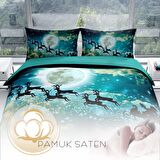 Monohome Perlasera NY Deer 3D Temalı Pamuk Saten Çift Kişilik Nevresim Takımı