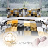 Monohome Perlasera Checkers 3D Temalı Pamuk Saten Çift Kişilik Nevresim Takımı