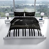 Monohome Perlasera Piano 3D Temalı Pamuk Saten Çift Kişilik Nevresim Takımı