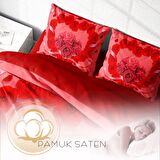 Monohome Aşk Temalı Pamuk Saten Çift Kişilik Nevresim Takımı