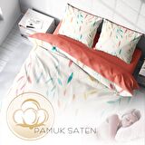Monohome Yaprak 3D Pamuk Saten Çift Kişilik Nevresim Takımı