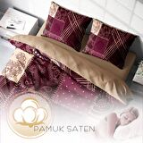 Monohome Patchwork 3D Temalı Pamuk Saten Çift Kişilik Nevresim Takımı