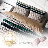 Monohome Örgü 5 3D Temalı Pamuk Saten Çift Kişilik Nevresim Takımı