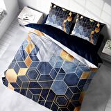 Monohome Arty Blue 3D Temalı Pamuk Saten Çift Kişilik Nevresim Takımı