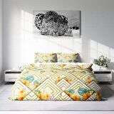 Monohome Flower Squares Çiçekli Pamuk Saten Çift Kişilik Nevresim Takımı