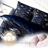 Monohome Blue Suite 3D Temalı Pamuk Saten Çift Kişilik Nevresim Takımı
