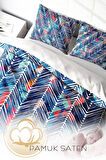 Nevresim Takımı %100 Doğal Pamuk Çift Kişilik 3d Digital Blue Pattern