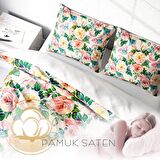 Monohome Flower Spring Çiçekli Pamuk Saten Çift Kişilik Nevresim Takımı