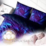 Monohome Purple Energy 3D Temalı Pamuk Saten Çift Kişilik Nevresim Takımı