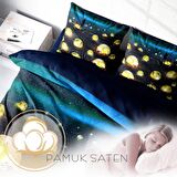 Monohome Moon River Ay Temalı Pamuk Saten Çift Kişilik Nevresim Takımı