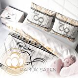 Monohome Forever And Ever 3D Temalı Pamuk Saten Çift Kişilik Nevresim Takımı