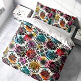 Monohome Patchwork Tiles 3D Temalı Pamuk Saten Çift Kişilik Nevresim Takımı