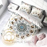 Monohome Elephant Mantra Hayvan Figürlü Pamuk Saten Çift Kişilik Nevresim Takımı