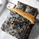 Monohome Grey Circle 3D Temalı Pamuk Saten Çift Kişilik Nevresim Takımı