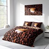 Monohome Night Coffee Kahve Temalı Pamuk Saten Çift Kişilik Nevresim Takımı