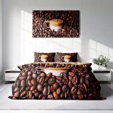 Monohome Night Coffee Kahve Temalı Pamuk Saten Çift Kişilik Nevresim Takımı