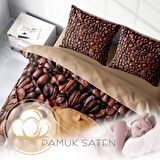 Monohome Night Coffee Kahve Temalı Pamuk Saten Çift Kişilik Nevresim Takımı