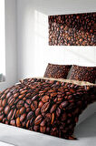 Nevresim Takımı %100 Doğal Pamuk Çift Kişilik 3d Digital Coffee Duvet