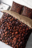 Nevresim Takımı %100 Doğal Pamuk Çift Kişilik 3d Digital Coffee Duvet