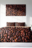 Nevresim Takımı %100 Doğal Pamuk Çift Kişilik 3d Digital Coffee Duvet
