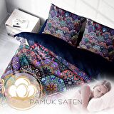 Monohome Ethnic Purple Etnik Temalı Pamuk Saten Çift Kişilik Nevresim Takımı