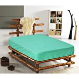 Monohome %100 Pamuklu RanForce Fitted Su Yeşili Çift Kişilik Lastikli Çarşaf 180 x 200
