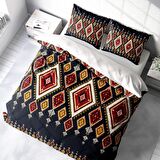 Monohome Ethnic Geometric Geometrik Pamuk Saten Çift Kişilik Nevresim Takımı