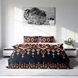Monohome Ethnic Geometric Geometrik Pamuk Saten Çift Kişilik Nevresim Takımı