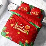 Monohome Merry Christmas Cookie 3D Temalı Pamuk Saten Çift Kişilik Nevresim Takımı