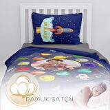 Monohome Astronot 3D Temalı Pamuk Saten Çocuk Nevresim Takımı