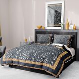 Monohome Premium Luxury Dark Leaf 3D Temalı Pamuk Saten Çift Kişilik Nevresim Takımı