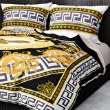 Monohome Premium Luxury Yellow Brand 3D Temalı Pamuk Saten Çift Kişilik Nevresim Takımı