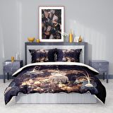 Monohome Premium Luxury Brown Lotus 3D Temalı Pamuk Saten Çift Kişilik Nevresim Takımı