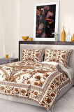 %100 Pamuk Saten Nevresim Takımı Lastikli Çarşaf Deluxe Çift Kişilik 3d Damask