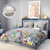 Monohome Premium Luxury Flower Forest Çiçekli Pamuk Saten Çift Kişilik Nevresim Takımı