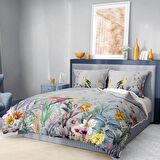 Monohome Premium Luxury Flower Forest Çiçekli Pamuk Saten Çift Kişilik Nevresim Takımı