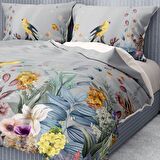 Monohome Premium Luxury Flower Forest Çiçekli Pamuk Saten Çift Kişilik Nevresim Takımı