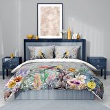 Monohome Premium Luxury Flower Forest Çiçekli Pamuk Saten Çift Kişilik Nevresim Takımı