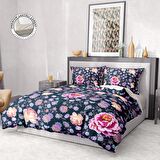 Monohome Premium Luxury Purple Paisley Çiçekli Pamuk Saten Çift Kişilik Nevresim Takımı