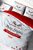 Yılbaşı Nevresim Takım %100 Doğal Pamuk Merry Christmas Çift Kişilik Wıshing You
