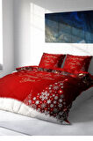 Yılbaşı Nevresim Takım %100 Doğal Pamuk Merry Christmas Çift Kişilik Happy New