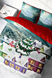 Yılbaşı Nevresim Takım %100 Doğal Pamuk Merry Christmas Çift Kişilik Dream House