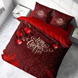 Monohome Merry Christmas 3D Temalı Pamuk Saten Çift Kişilik Nevresim Takımı